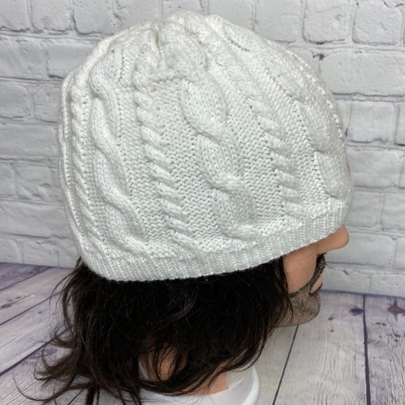 Edmonton Oilers Beanie Women Winter Hat Cap Toque White Cable Knit NHL Hockey - Picture 4 of 9